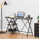 Computer Desk with Shelves, Wood Grain Writing Desk with 2-Tier Storage Shelves Home Office Desk Study Table Work Desk Corner Desk, Brown