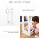 Free Standing Full Length Child's Dressing Mirror With Storage Shelf White