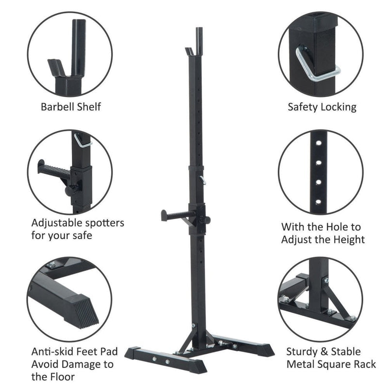 HOMCOM Adjustable Weights Barbell Squat Stand-Black
