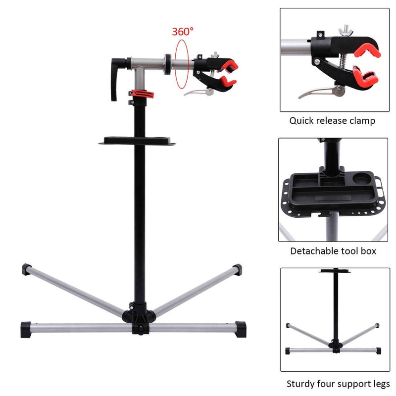 HOMCOM Adjustable Bicycle Repair Stand Tool Display Silvery Grey