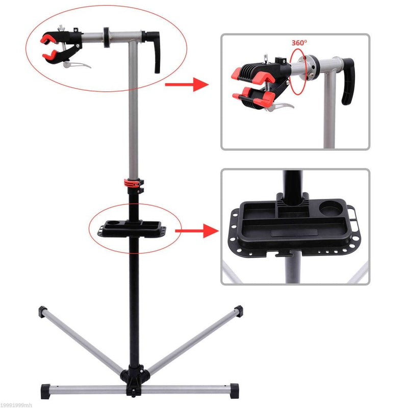 HOMCOM Adjustable Bicycle Repair Stand Tool Display Silvery Grey