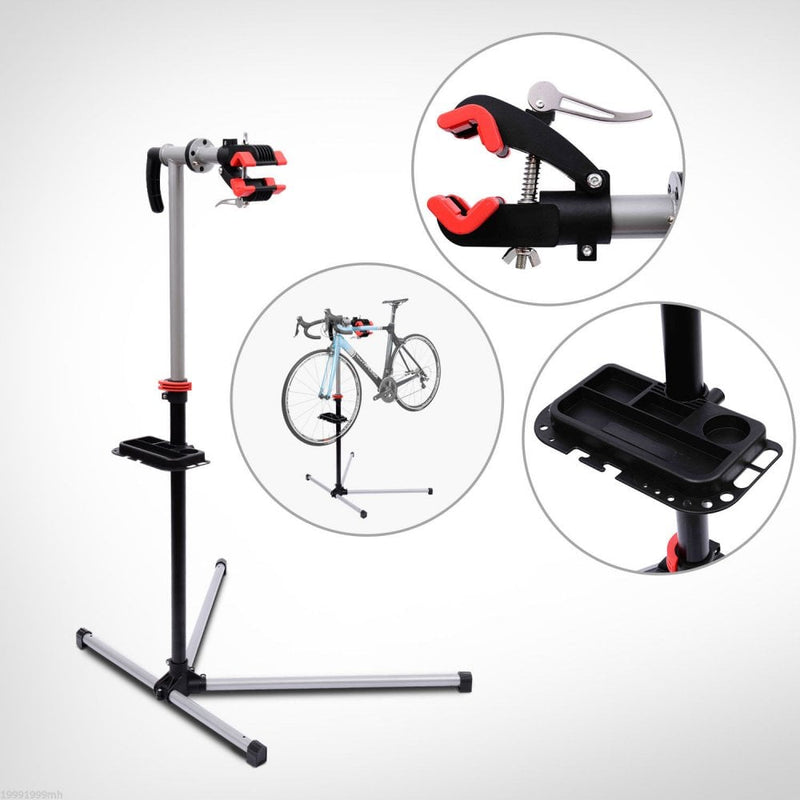 HOMCOM Adjustable Bicycle Repair Stand Tool Display Silvery Grey