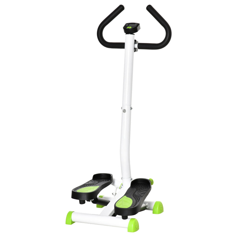 Adjustable Stepper Aerobic Ab Exercise Fitness Workout Machine with LCD Screen & Handlebars, White