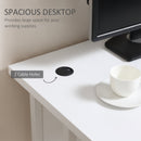 Computer Desk, Home Office Desk, Writing Table, 120x60x75cm Laptop Workstation with 2 Cable Management Holes, C Shaped Metal Legs for Adults and Kids, White Table Leg