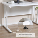 Computer Desk, Home Office Desk, Writing Table, 120x60x75cm Laptop Workstation with 2 Cable Management Holes, C Shaped Metal Legs for Adults and Kids, White Table Leg