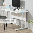 Computer Desk, Home Office Desk, Writing Table, 120x60x75cm Laptop Workstation with 2 Cable Management Holes, C Shaped Metal Legs for Adults and Kids, White Table Leg