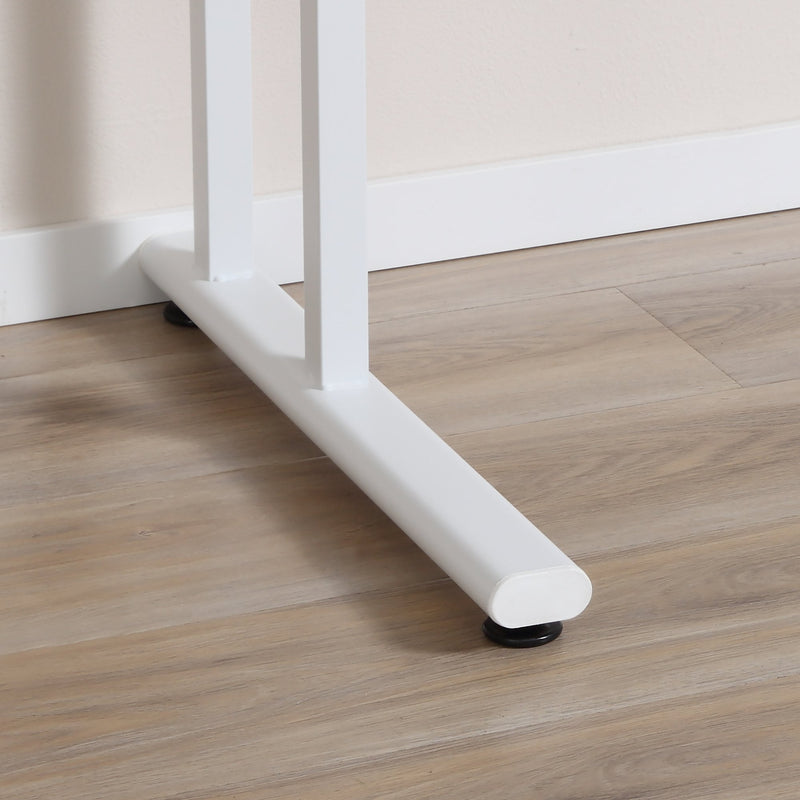 Computer Desk, Home Office Desk, Writing Table, 120x60x75cm Laptop Workstation with 2 Cable Management Holes, C Shaped Metal Legs for Adults and Kids, White Table Leg