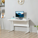 Computer Desk, Home Office Desk, Writing Table, 120x60x75cm Laptop Workstation with 2 Cable Management Holes, C Shaped Metal Legs for Adults and Kids, White Table Leg