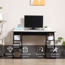 Computer Desk, Home Office Desk, Writing Table, 120x60x75.5cm Laptop Workstation with 6 Open Shelves for Adults and Kids, White and Black Storage