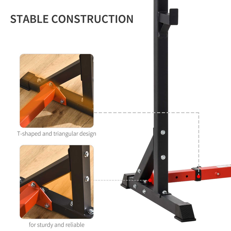 Barbell Rack Squat Dip Stand Weight Lifting Bench Press Home Gym Adjustable Multi-Use Station Fitness Workout Equ 121-171cm