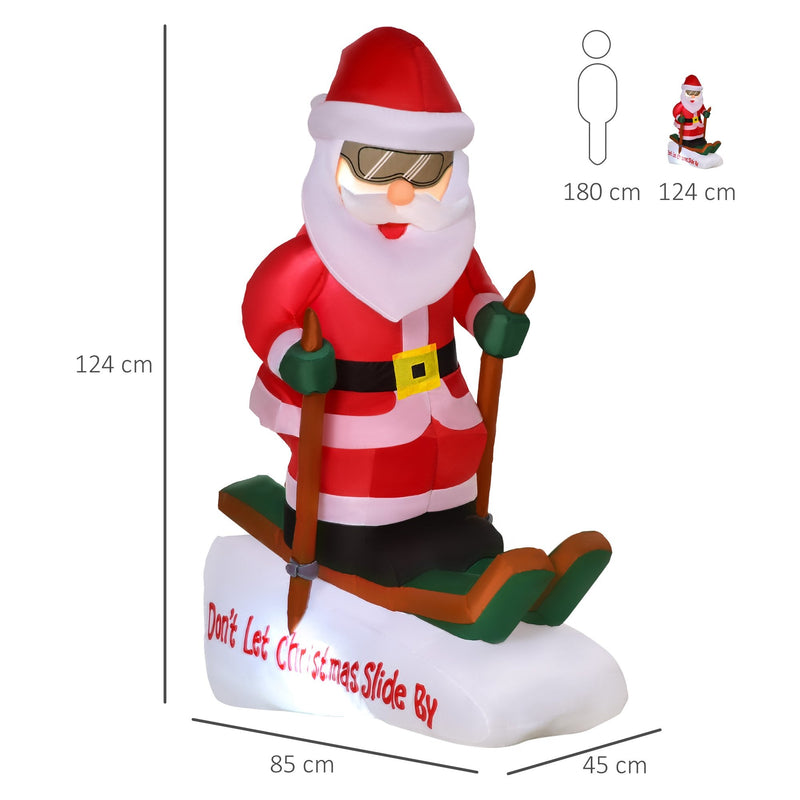 4ft Christmas Inflatable Decoration with Santa Claus Skiing Easy Set-Up for Holiday Garden Decoration Outdoor