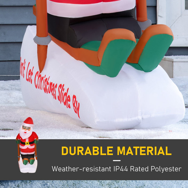 4ft Christmas Inflatable Decoration with Santa Claus Skiing Easy Set-Up for Holiday Garden Decoration Outdoor