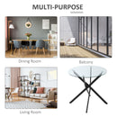 Side Table with Clear Tempered Glass Top, Round Table with Metal Legs, Modern Dining Table Furniture for Dining Room Living Room, Black Top & Legs