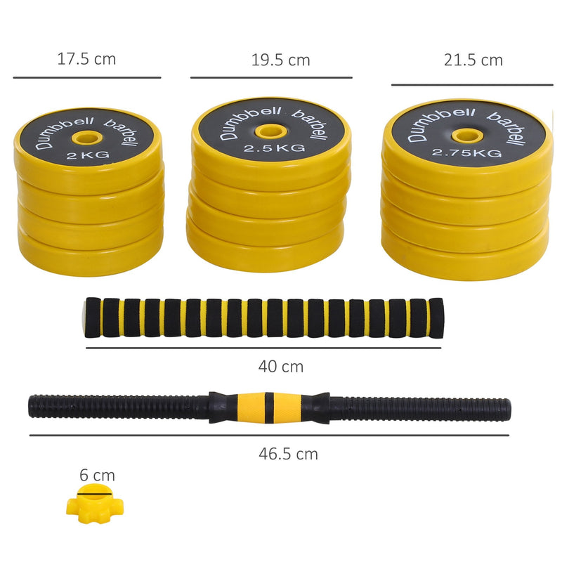 30kg Dumbbell & Barbell  Adjustable Set Plate Bar Clamp Rod Home Gym Sports Area Exercise Ergonomic Fitness in