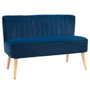 Modern Velvet Double Seat Sofa with Wood Frame Foam Padding - Blue