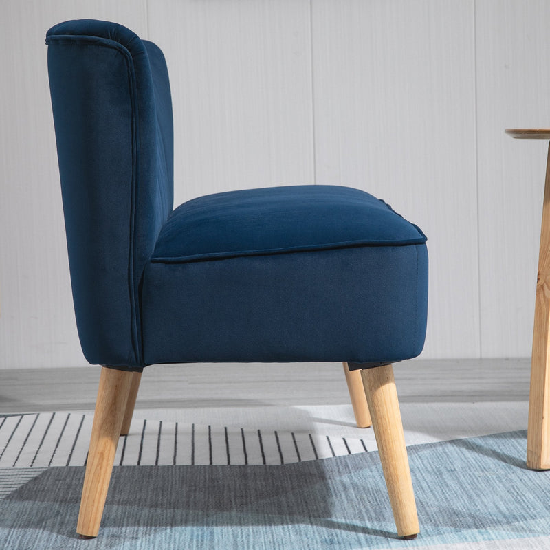 Modern Velvet Double Seat Sofa with Wood Frame Foam Padding - Blue