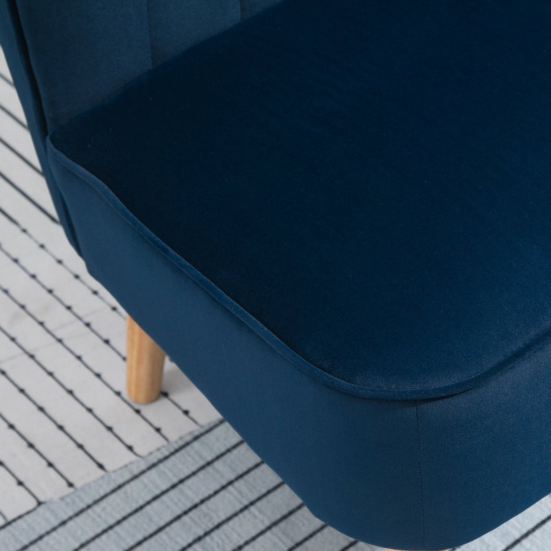 Modern Velvet Double Seat Sofa with Wood Frame Foam Padding - Blue