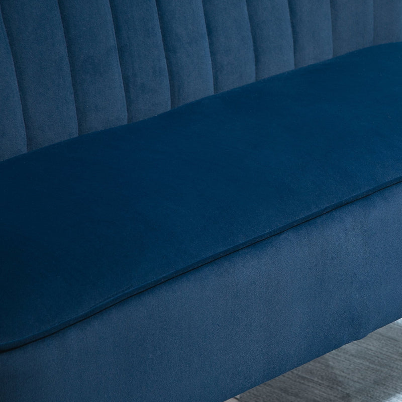 Modern Velvet Double Seat Sofa with Wood Frame Foam Padding - Blue