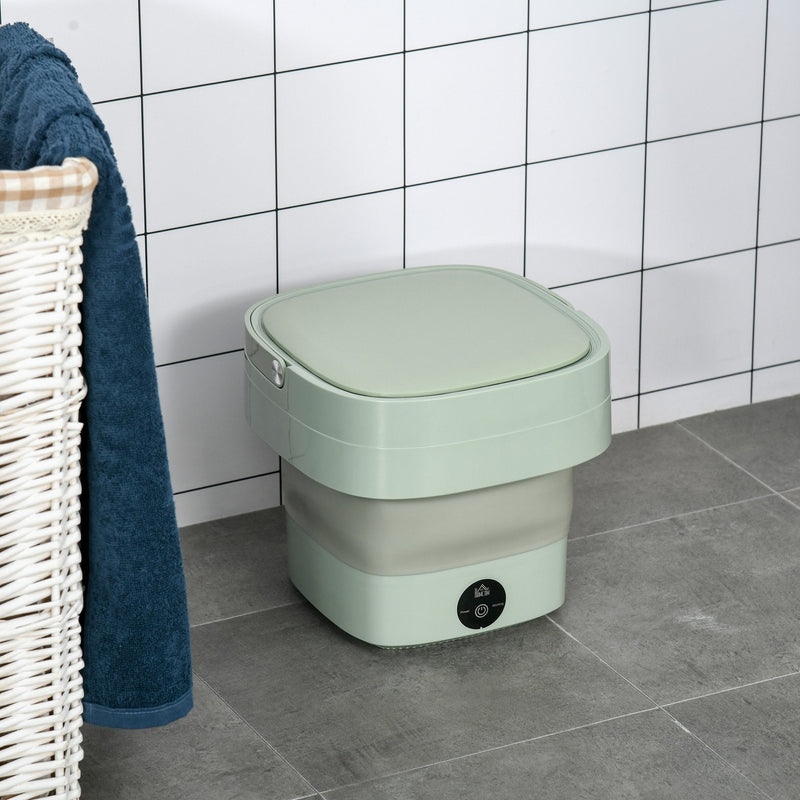 HOMCOM Portable Washing Machine Foldable Mini Laundry Machine with Handle for Socks Underwear Green Automatic Panties