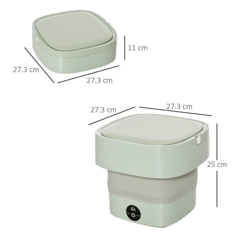 HOMCOM Portable Washing Machine Foldable Mini Laundry Machine with Handle for Socks Underwear Green Automatic Panties