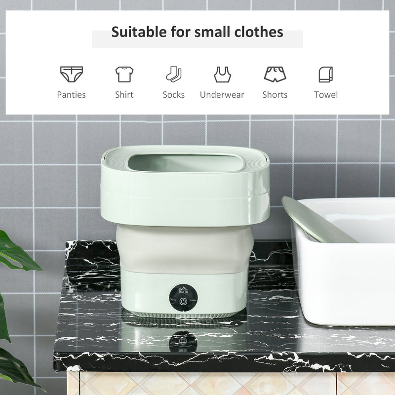 HOMCOM Portable Washing Machine Foldable Mini Laundry Machine with Handle for Socks Underwear Green Automatic Panties