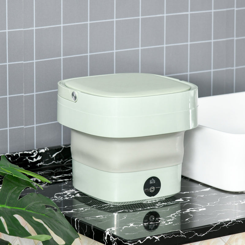 HOMCOM Portable Washing Machine Foldable Mini Laundry Machine with Handle for Socks Underwear Green Automatic Panties