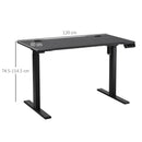 Vinsetto Electric Height Adjustable Standing Desk, 120-ácm x 60-ácm Memory Preset Stand Up Workstation for Home, Office, Black Sit Table Office