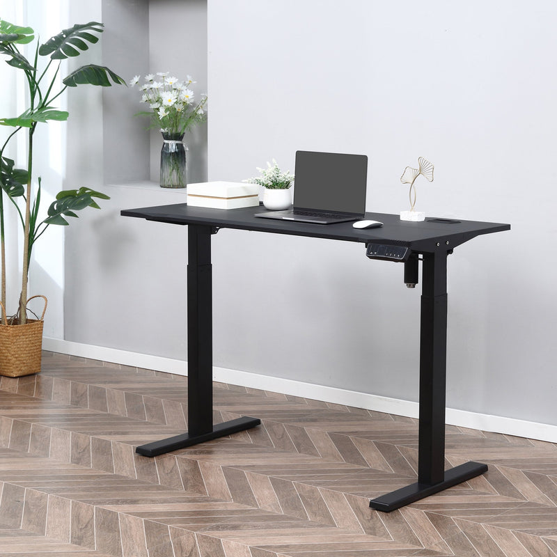 Vinsetto Electric Height Adjustable Standing Desk, 120-ácm x 60-ácm Memory Preset Stand Up Workstation for Home, Office, Black Sit Table Office