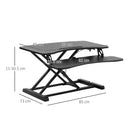 Vinsetto Standing Desk Converter, Height Adjustable Office Workstation, 85 x 71cm Sit-Stand Desk with Keyboard Tray for PC Computer, Laptop, Home, Office, Black Table