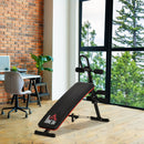 Adjustable Sit-Up Bench, Core Workout Abdominal Strength Building, Foldable Design w/ Bands for Home Gym Exercise Black Bench Building