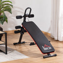 Adjustable Sit-Up Bench, Core Workout Abdominal Strength Building, Foldable Design w/ Bands for Home Gym Exercise Black Bench Building