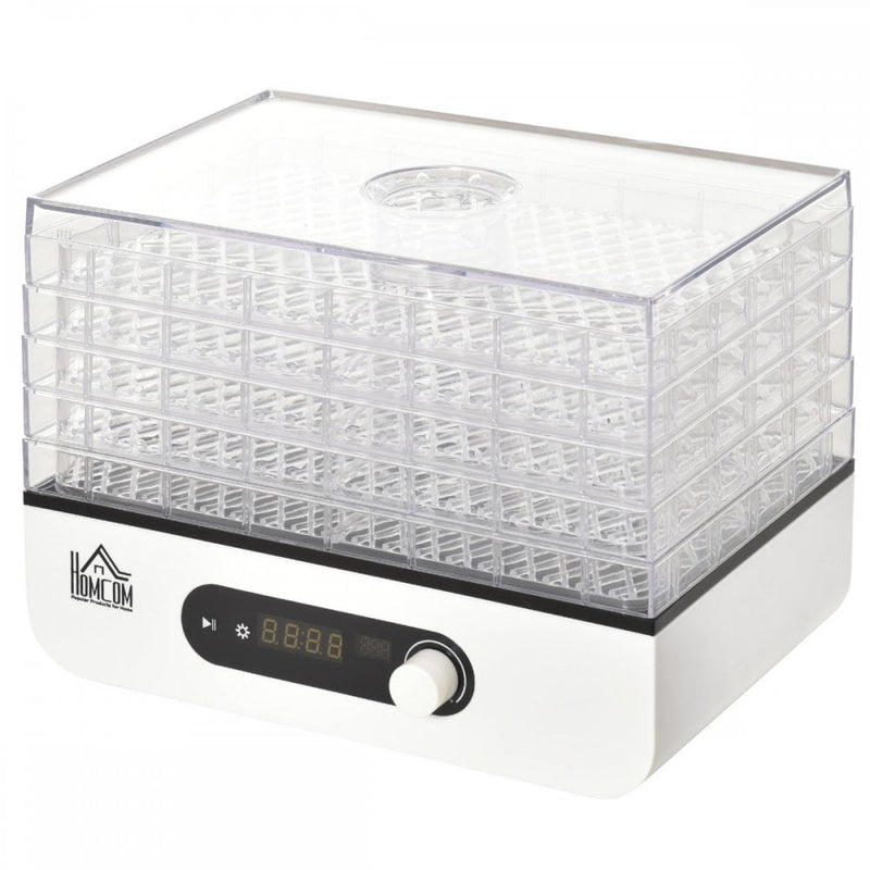 HOMCOM Food Dehydrator 5 Tray Fruit Dryer Machine with Adjustable Temperature Timer for Vegetables Meat w/ Temp