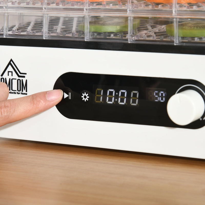 HOMCOM Food Dehydrator 5 Tray Fruit Dryer Machine with Adjustable Temperature Timer for Vegetables Meat w/ Temp