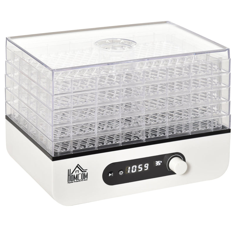 HOMCOM Food Dehydrator 5 Tray Fruit Dryer Machine with Adjustable Temperature Timer for Vegetables Meat w/ Temp