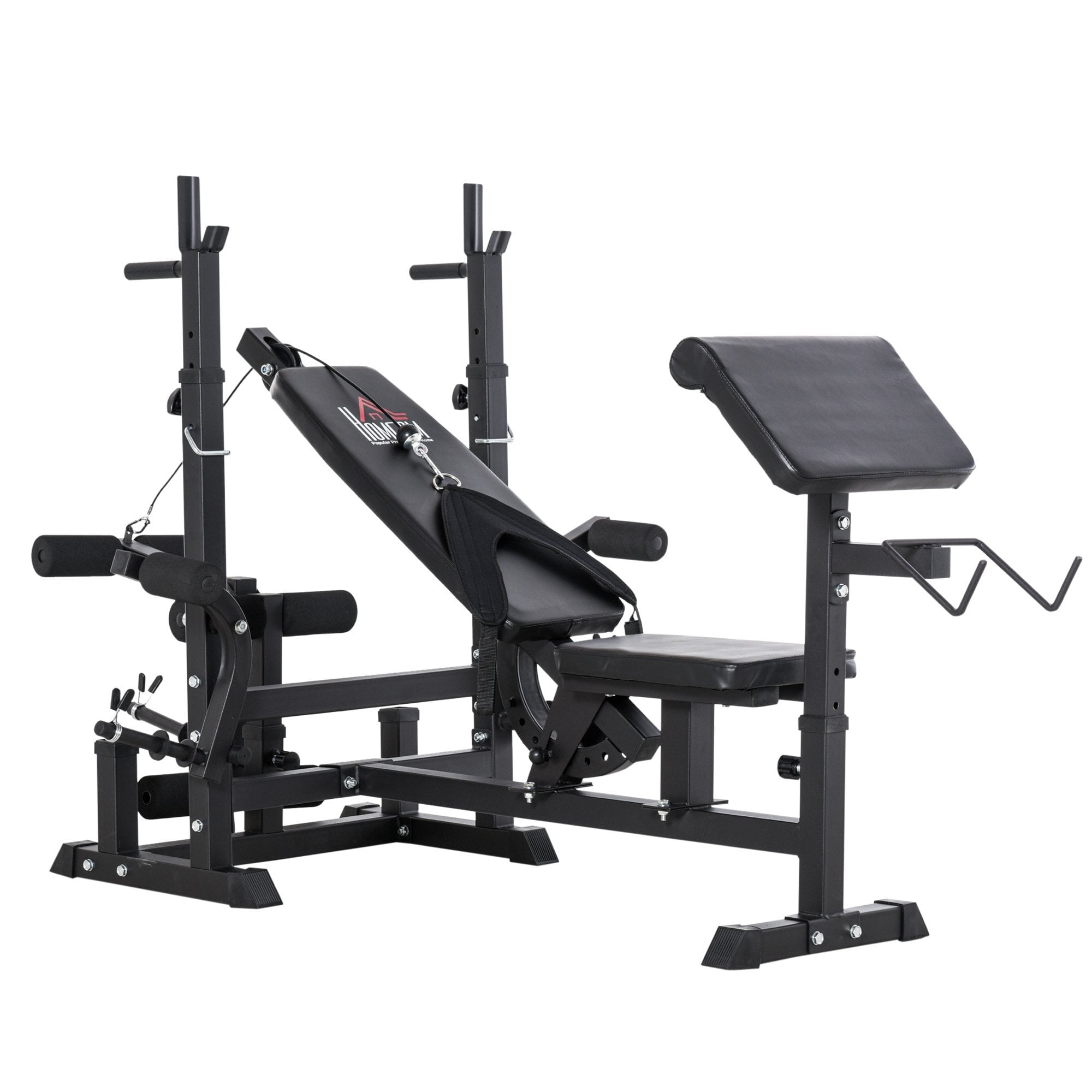 Multi-Position Olympic Home Gym Weight & Bar Rack w/ Chest Fly & Preac