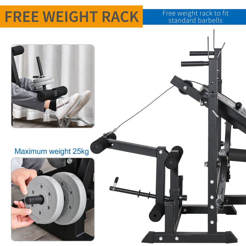 Multi-Position Olympic Home Gym Weight & Bar Rack w/ Chest Fly & Preacher Curls