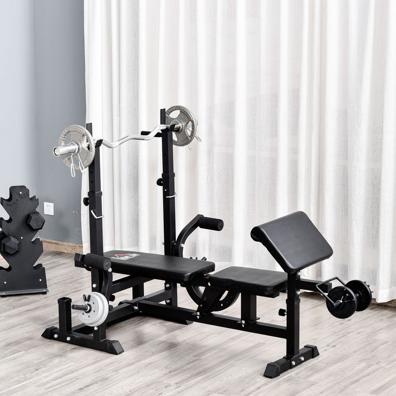 Multi-Position Olympic Home Gym Weight & Bar Rack w/ Chest Fly & Preacher Curls