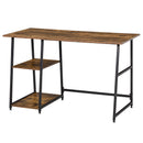 Writing Desk Working Station Home Office Table with 2 Shelves  Computer Gaming Desk Steel Frame Black and Rustic Brown