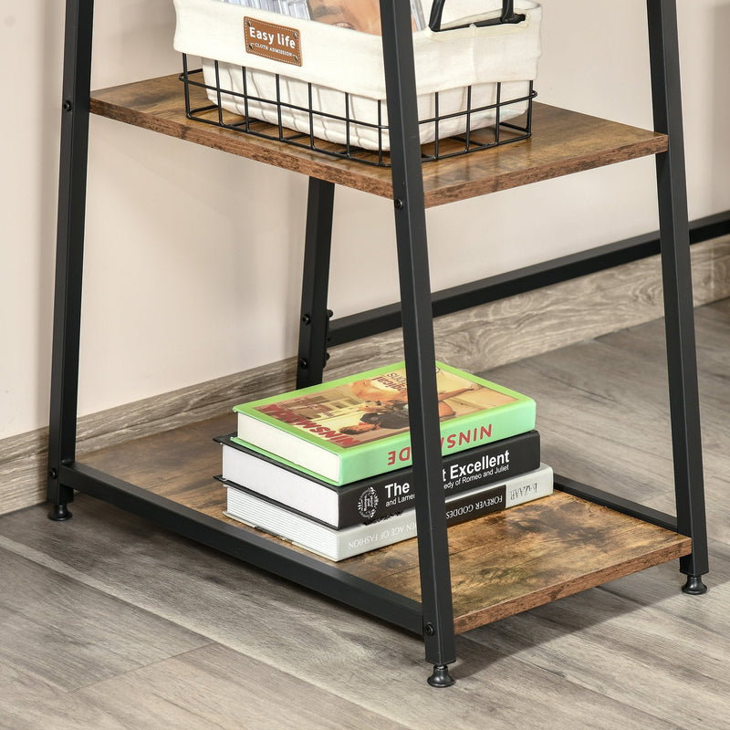 Writing Desk Working Station Home Office Table with 2 Shelves  Computer Gaming Desk Steel Frame Black and Rustic Brown