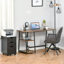 Writing Desk Working Station Home Office Table with 2 Shelves  Computer Gaming Desk Steel Frame Black and Rustic Brown