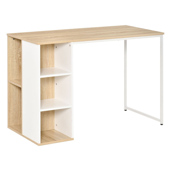 Home Office Computer Desk with Storage Shelves Study Writing Table Workstation, Oak Tone w/ Workstation