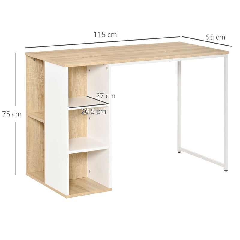 Home Office Computer Desk with Storage Shelves Study Writing Table Workstation, Oak Tone w/ Workstation