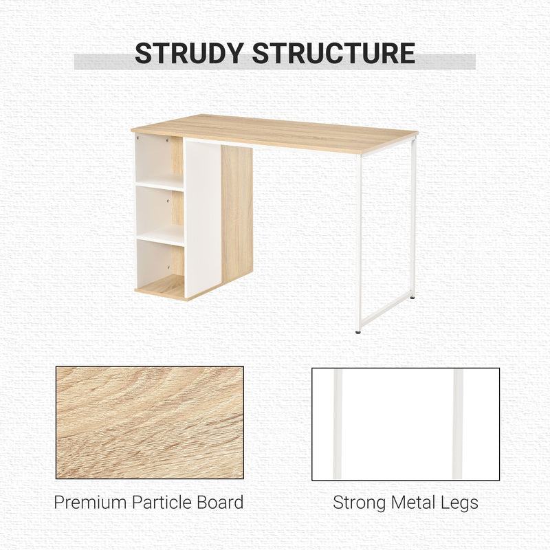 Home Office Computer Desk with Storage Shelves Study Writing Table Workstation, Oak Tone w/ Workstation