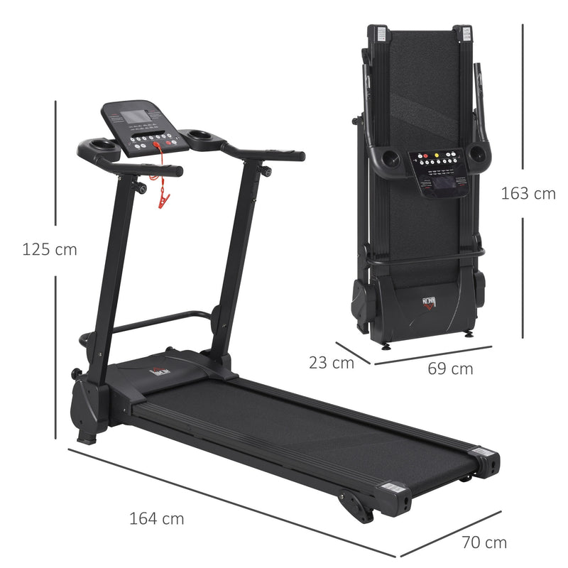 Treadmill Machine Electric Motorised Folding Running Machine MP3 & USB Player 5 Preset Programs w/ LCD Display, Drink Holders Perfect for Home Gym Indoor Fitness Black Motorise