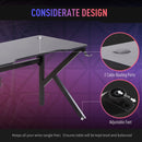 Gaming Desk Computer Table Racing Style for E-sport Room Office PC Workstation with Rotatable Cup Holder Foot Peg Headphone Hook Wire Port 120 x 60 x 73cm Black w/ Adjustable