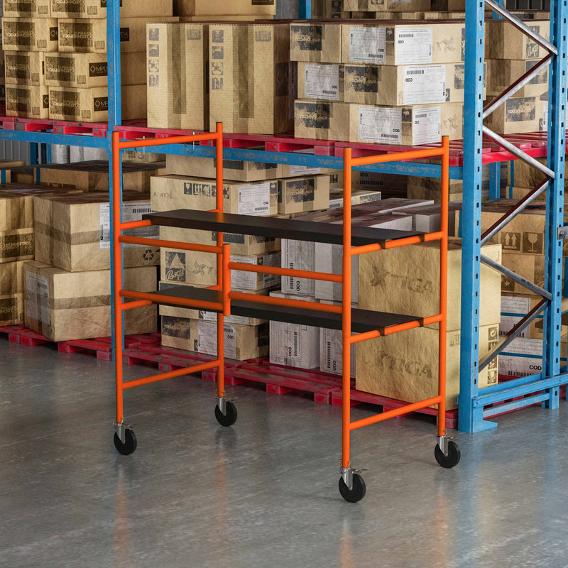 HOMCOM Multi Purpose Scaffolding Ladder with Locking Wheels, Adjustable Working Platform, Steel Frame Wheels