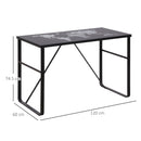 Glass Top Writing Desk Working Station Home Office Table Gaming Desk Metal Frame Easy Assembly, Black Table