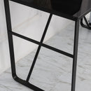 Glass Top Writing Desk Working Station Home Office Table Gaming Desk Metal Frame Easy Assembly, Black Table