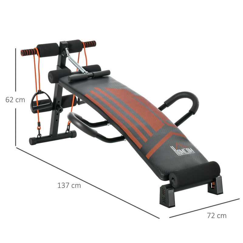 Multifunctional Sit Up Bench Adjustable Utility Board Ab Exercise Workout Fitness with Headrest for Home, Office and Gym, Black