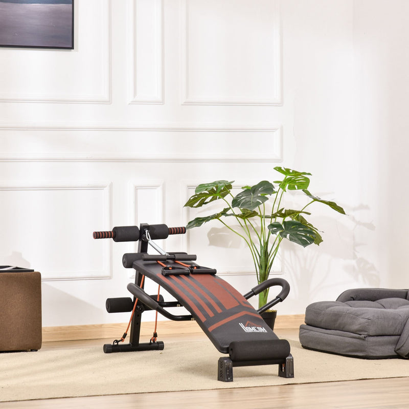 Multifunctional Sit Up Bench Adjustable Utility Board Ab Exercise Workout Fitness with Headrest for Home, Office and Gym, Black